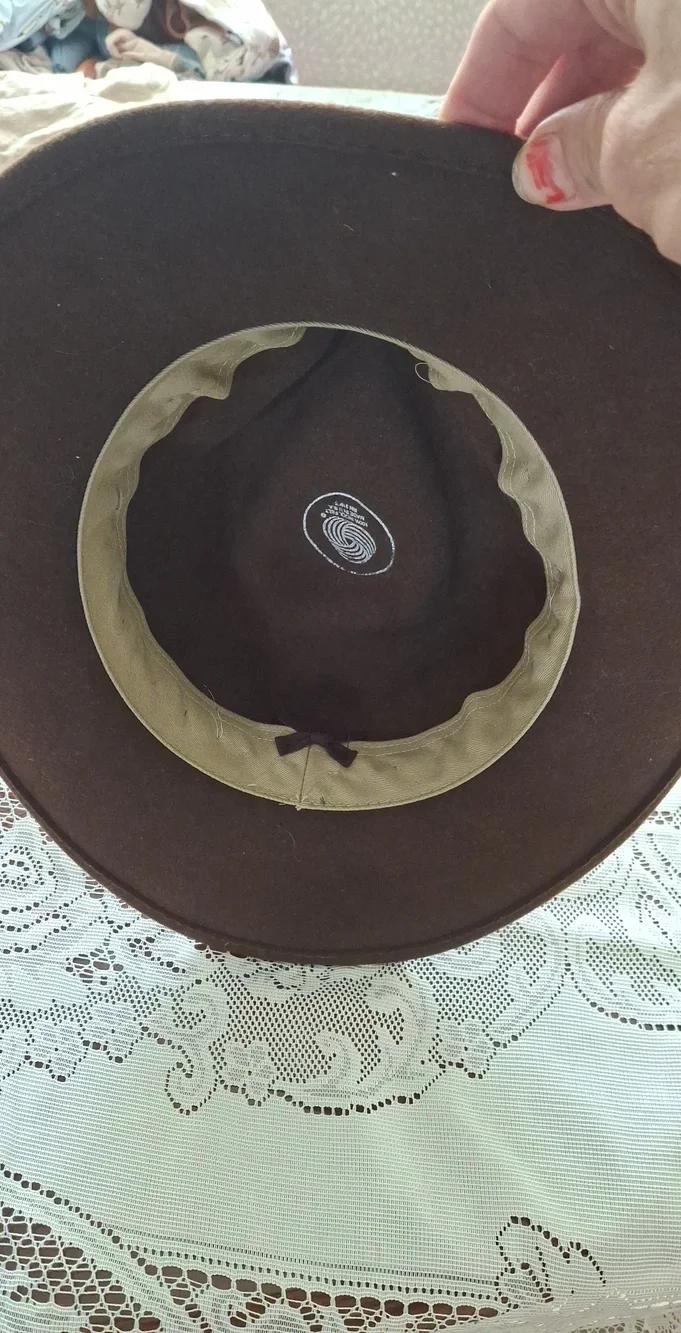 ​Dorfman Pacific Vintage 90s WOOL  Felt Fedora Hat Outback Wide Brim Brown S/M
